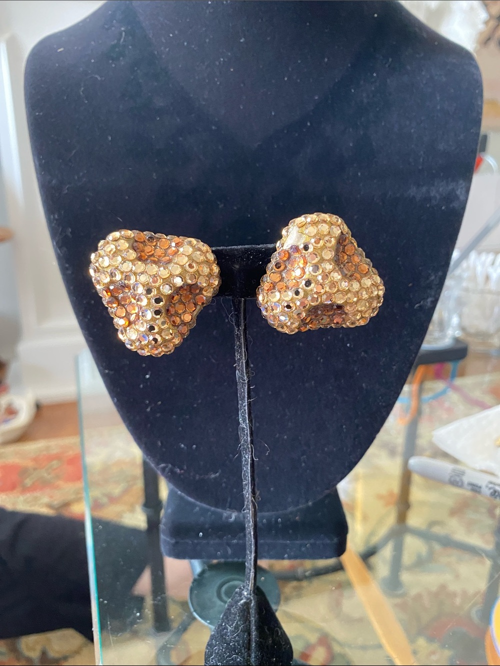 Gold-Tone Crystal Cluster Clip-On Earrings